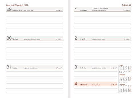 Kalendarz nauczyciela WN A5 tygodniowy, Natura - BRĄZ 22/23