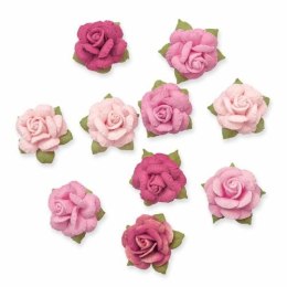 Róże papierowe DPCRAFT 3 cm, 10 szt. Pinkxred