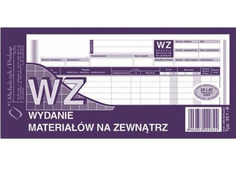 Druk 351-8 WZ wydanie materiałów na zewnątrz 1/3 A4