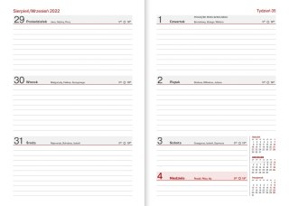 Kalendarz nauczyciela WN A5 tygodniowy Kraft z gumką CZERWONY 2024/25