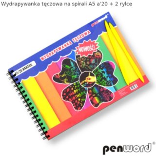 Wydrapywanka PENWORD tęczowa na spirali A5 20ark.