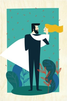 Drewniana kartka Ślubna- Nowożeńcy