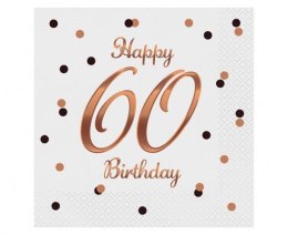 Serwetki B&C Happy 60 Birthday białe 33x33cm 20szt