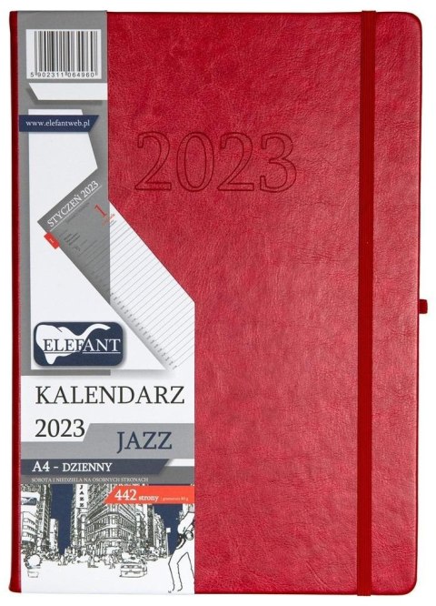 Kalendarz 2023 A4 Jazz dzienny czerwony