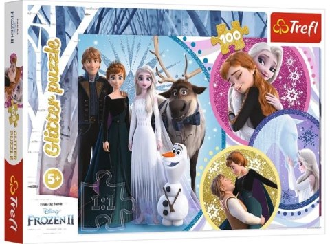 Puzzle 100 TREFL Glitter - W blasku miłości / Disney Frozen 2