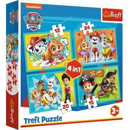 Puzzle "4w1" TREFL Psi patrol - Wesoła ekipa Psiego Patrolu