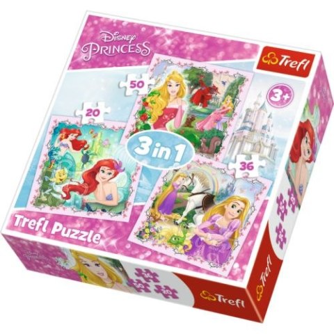 Puzzle "3w1" TREFL Disney Księżniczki - Roszpunka, Aurora i Arielka