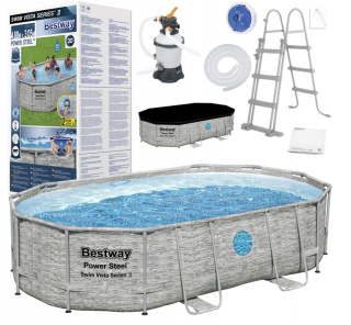 Bestway Basen stelaż 488x305x107 11w1 kamień 56946