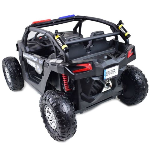 MEGA BUGGY UTV POLICJA TURBO R FOX DLA 2 DZIECI 4X200 W, 24V, SUPER MOC, WSPOMAGANIE/XB2118