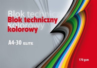 Blok techniczny kolorowy A4 30k. 170g KRESKA Elite