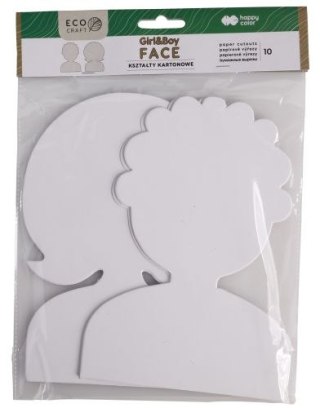 Zestaw kształtów kartonowych HAPPY COLOR Face BoyxGirl 10szt 25cm 300g/m2