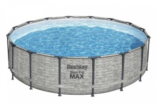 Basen stelażowy Steel Pro MAX 488x122 Imitacja Kamienia 16FT BESTWAY 5w1 + Akcesoria