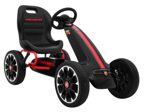 Gokart ABARTH na pedały dla dzieci Czarny + Koła EVA + Hamulec ręczny + Wolny bieg