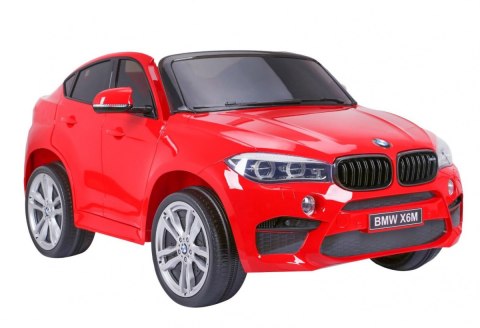 BMW X6M XXL dla 2 dzieci Czerwony + Pilot + Ekoskóra + Pasy + Wolny Start + MP3 USB + LED