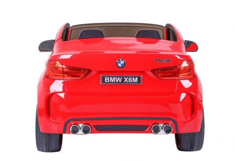 BMW X6M XXL dla 2 dzieci Czerwony + Pilot + Ekoskóra + Pasy + Wolny Start + MP3 USB + LED