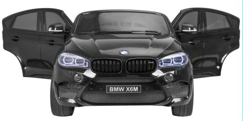 BMW X6M XXL dla 2 dzieci Lakier Czarny + Pilot + Ekoskóra + Pasy + Wolny Start + MP3 + LED