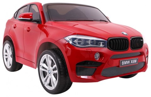 BMW X6M XXL dla 2 dzieci Lakier Czerwony + Pilot + Ekoskóra + Pasy + Wolny Start + MP3 + LED