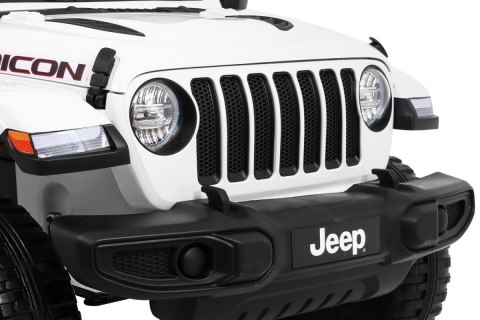 Jeep Wrangler Rubicon na akumulator dla dzieci Biały + Pilot + Radio MP3 LED + Koła EVA