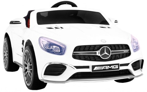 Mercedes AMG SL65 dla dzieci Biały + Pilot + Bagażnik + Regulacja siedzenia + MP3 LED + Wolny Start