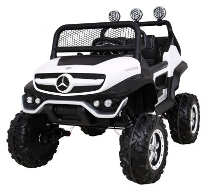 Mercedes Benz Unimog dla dzieci Biały + Napęd 4x4 + Pilot + Bagażnik + Wolny Start + MP3 LED