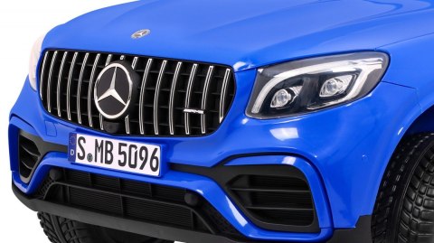 Auto Mercedes GLC 63S dla dzieci Niebieski + Napęd 4x4 + MP4 + LED + Ekoskóra + Wolny Start + EVA