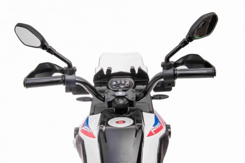 Motor BMW F850 GS na akumulator dla dzieci Biały + Kółka pomocnicze + Audio LED + Wolny Start + EVA