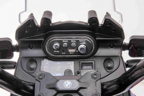 Motor BMW F850 GS na akumulator dla dzieci Biały + Kółka pomocnicze + Audio LED + Wolny Start + EVA