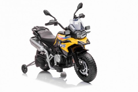 Motor BMW F850 GS na akumulator dla dzieci Żółty + Kółka pomocnicze + Audio LED + Wolny Start + EVA