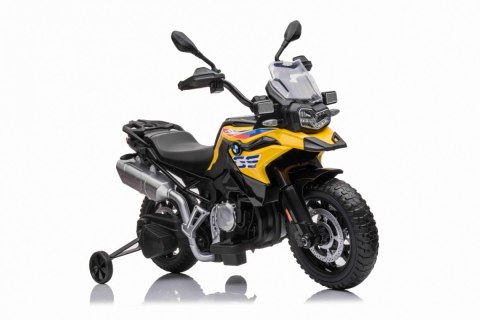 Motor BMW F850 GS na akumulator dla dzieci Żółty + Kółka pomocnicze + Audio LED + Wolny Start + EVA