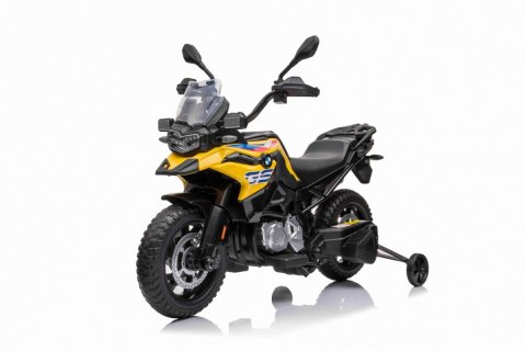 Motor BMW F850 GS na akumulator dla dzieci Żółty + Kółka pomocnicze + Audio LED + Wolny Start + EVA