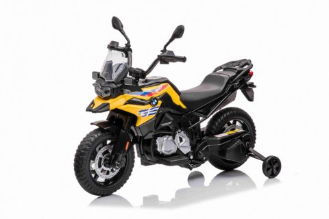 Motor BMW F850 GS na akumulator dla dzieci Żółty + Kółka pomocnicze + Audio LED + Wolny Start + EVA