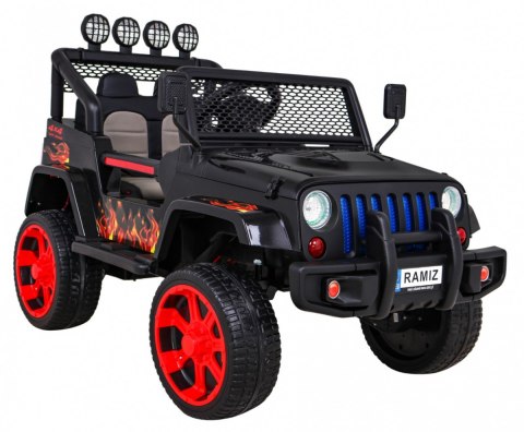 Autko terenowe Raptor Drifter Płomienie + Pilot + Napęd 4x4 + Schowek + Wolny Start + MP3 LED