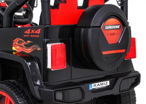 Autko terenowe Raptor Drifter Płomienie + Pilot + Napęd 4x4 + Schowek + Wolny Start + MP3 LED