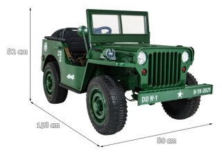 Pojazd Retro Wojskowy 4x4 Zielony Auto na akumulator JEEP Retro Wojskowy