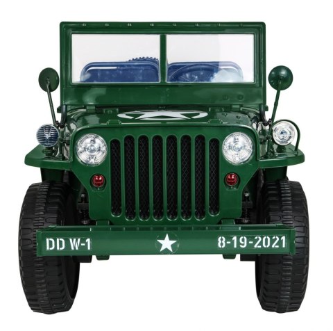 Pojazd Retro Wojskowy 4x4 Zielony Auto na akumulator JEEP Retro Wojskowy