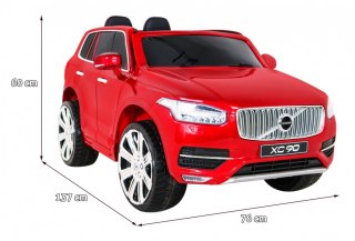 Volvo XC90 na akumulator dla dzieci Lakier Czerwony + Pilot + Bagażnik + EVA + Wolny Start + Radio MP3 + LED