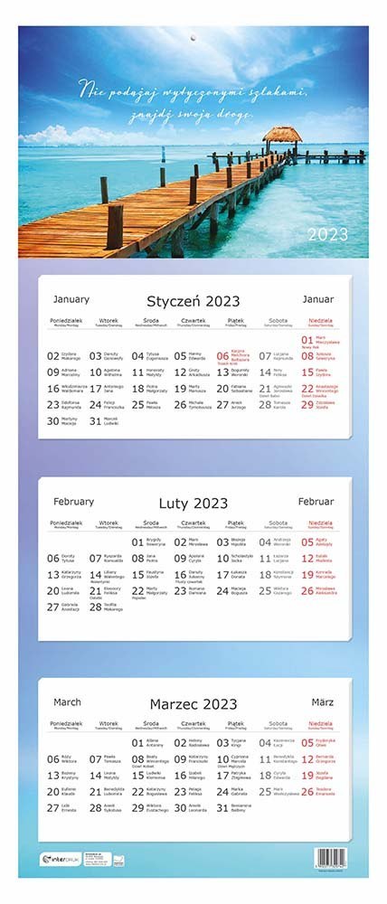 KALENDARZ TRÓJDZIELNY 82, 5X34 CM WIDOK 2023