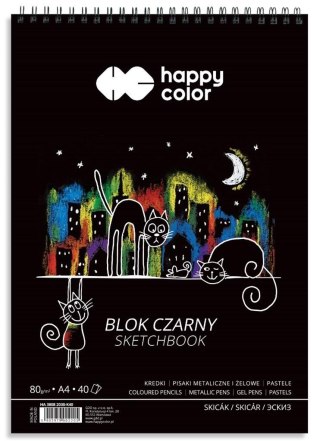 Blok A4/40K czarny Koty 80g spirala HAPPY COLOR