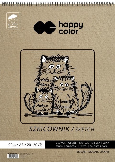 Szkicownik A3/40K Młody Artysta HAPPY COLOR