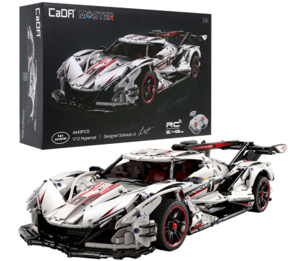 Klocki techniczne CaDA 4449 el. Zdalnie sterowany V12 Hypercar samochód sportowy Master