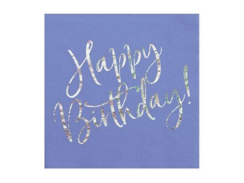 Serwetki Happy Birthday granatowe 33x33cm 20szt