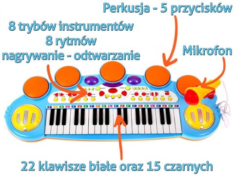 Keyboard Werble 3 Oktawy Niebieski