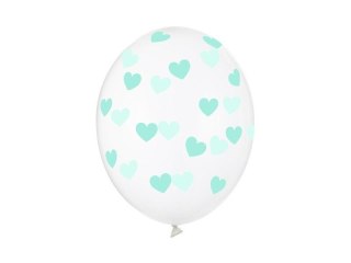 Balony Serduszka Crystal Clear 30cm 6szt