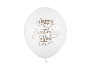 Balony Happy Birthday Pure White 30cm 50szt