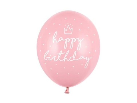 Balony Happy birthday Baby Pink 30cm 50szt