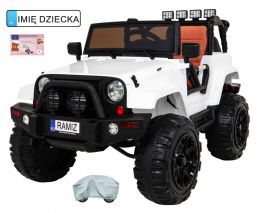 Auto na akumulator All Terrain dla dzieci Biały Terenówka typu jeep + Pilot + Światła Dźwięki