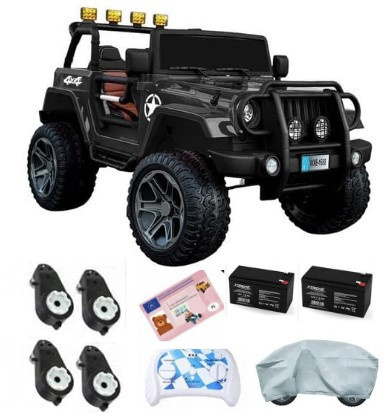 Auto terenowe typu jeep Monster 4x4 dla dzieci Czarny + Pilot + Regulacja siedzenia + Wolny Start + MP3 LED + Bagażnik + Plecak