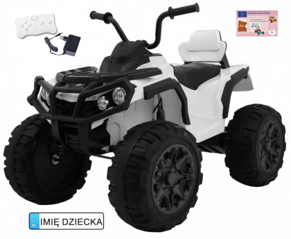 Quad ATV 2.4GHz na akumulator dla dzieci Biały + Pilot + Koła EVA + Radio MP3 + Wolny Start