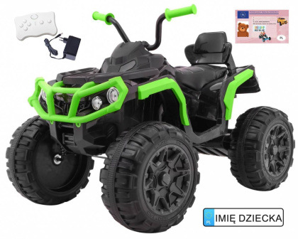 Quad ATV 2.4GHz na akumulator dla dzieci Czarno-zielony + Pilot + Koła EVA + Radio MP3 + Wolny Start