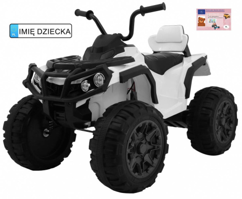 Quad ATV na akumulator dla dzieci Biały + Koła EVA + Radio MP3 + LED + Wolny Start